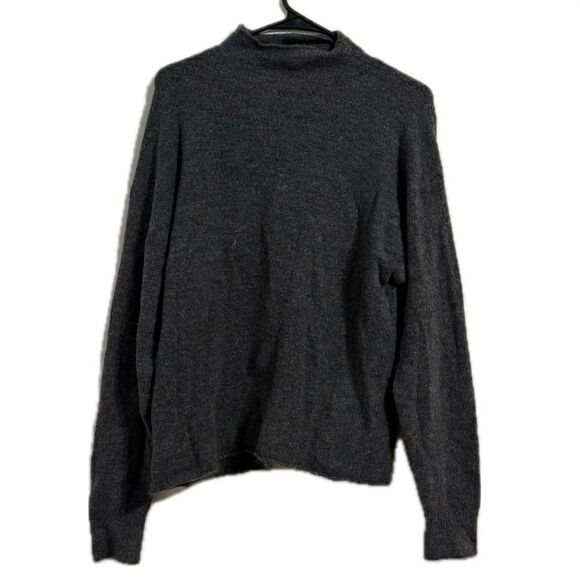 Leith Sweaters - Leith Gray Turtleneck Sweater Textured Knit